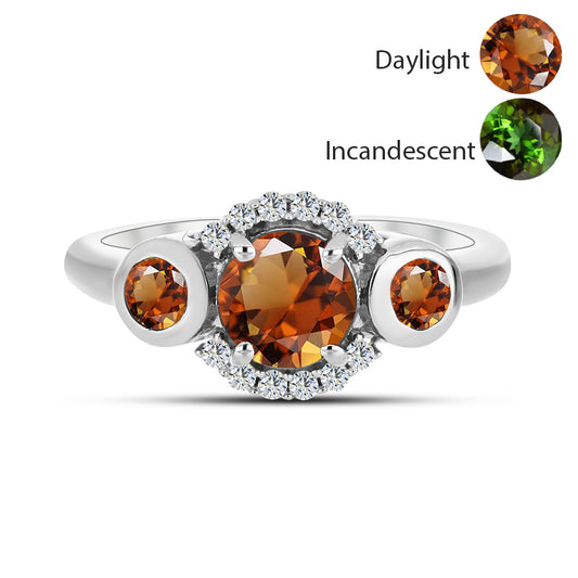 Strieborný Prsteň s Certifikovaný Anatólskym zultanitom pestovaný v laboratóriu a Bielym Topásom