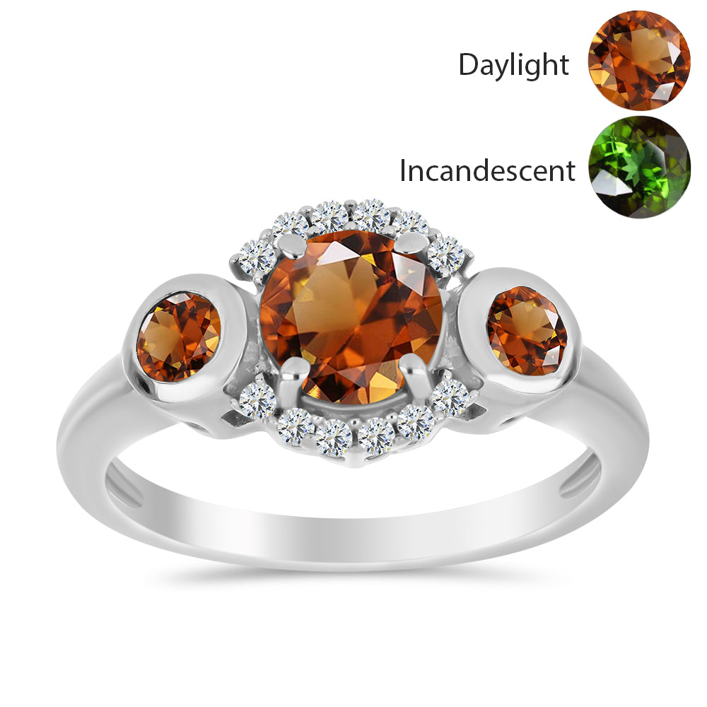 Strieborný Prsteň s Certifikovaný Anatólskym zultanitom pestovaný v laboratóriu a Bielym Topásom 3 