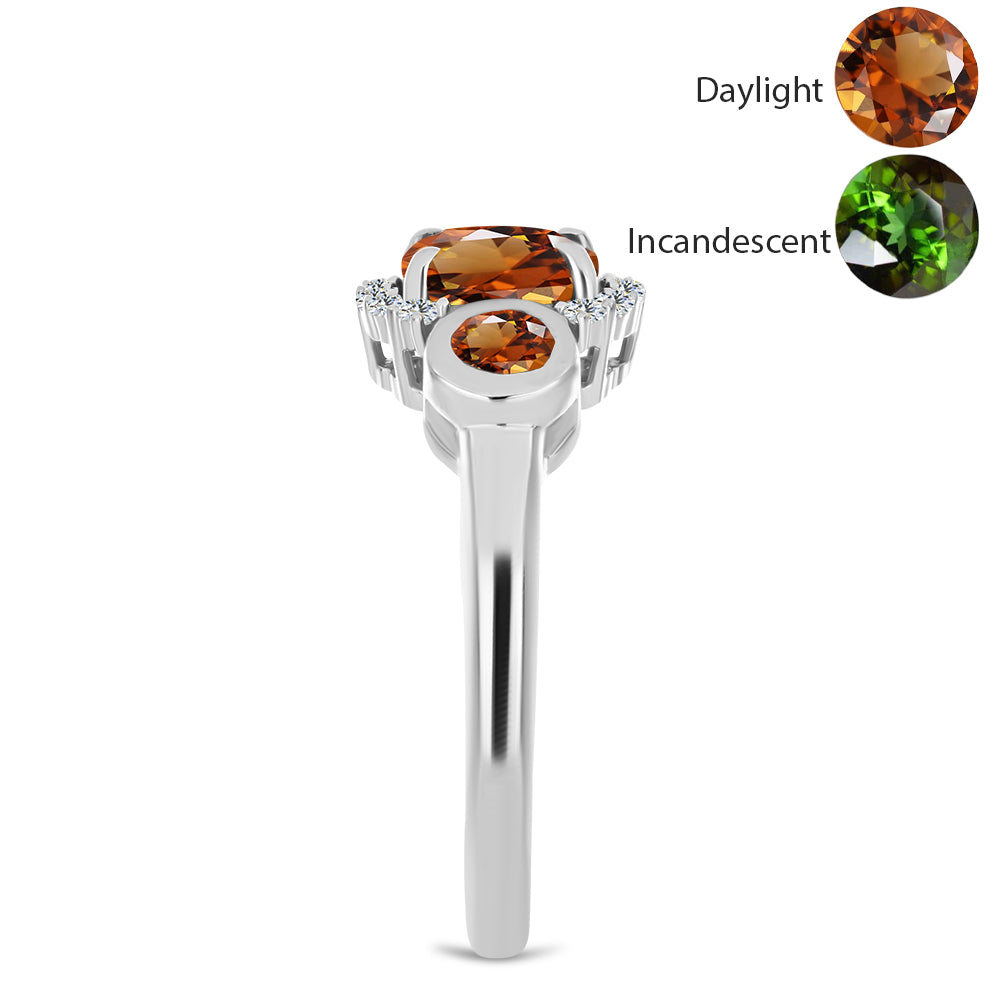 Strieborný Prsteň s Certifikovaný Anatólskym zultanitom pestovaný v laboratóriu a Bielym Topásom