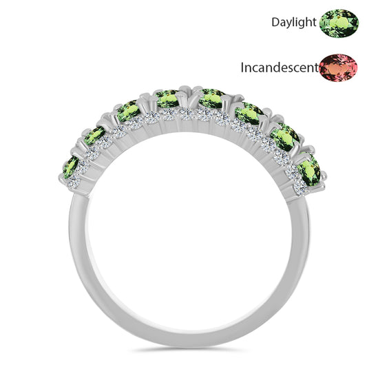 Strieborný Prsteň s Prírodným Alexsandritom a Bielym Topásom