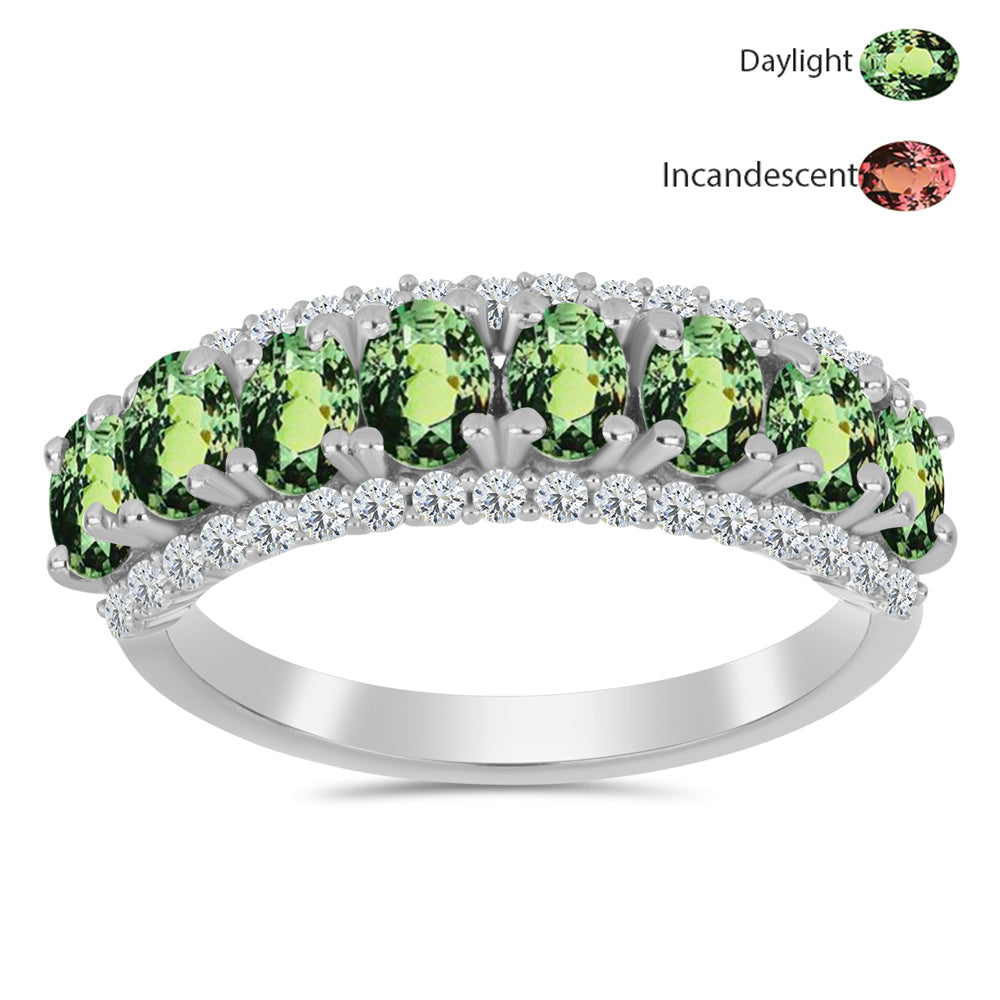 Strieborný Prsteň s Prírodným Alexsandritom a Bielym Topásom 3 