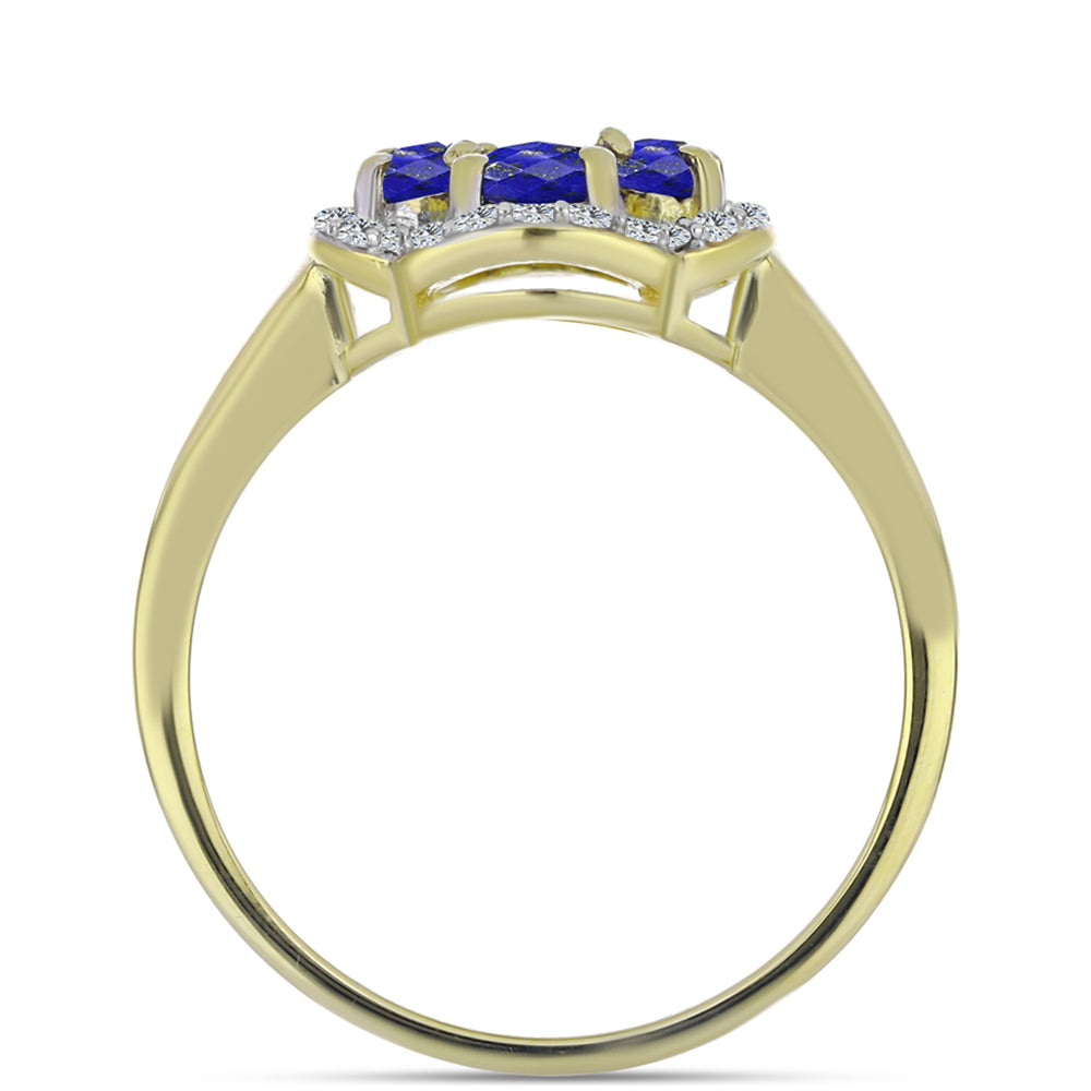 Pozlátený Strieborný Prsteň s Lapisom Lazuli a Bielym Topásom