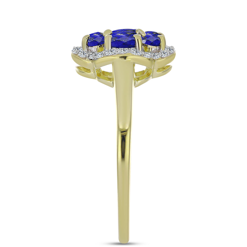 Pozlátený Strieborný Prsteň s Lapisom Lazuli a Bielym Topásom 4 