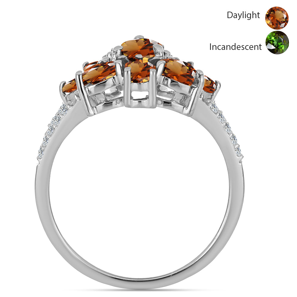 Strieborný Prsteň s Certifikovaný Anatólskym zultanitom pestovaný v laboratóriu a Bielym Topásom