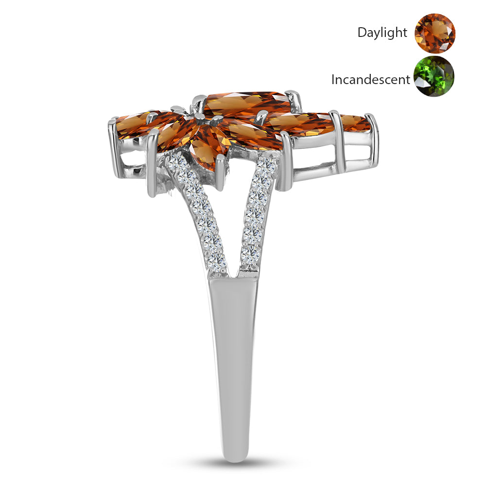 Strieborný Prsteň s Certifikovaný Anatólskym zultanitom pestovaný v laboratóriu a Bielym Topásom 4 