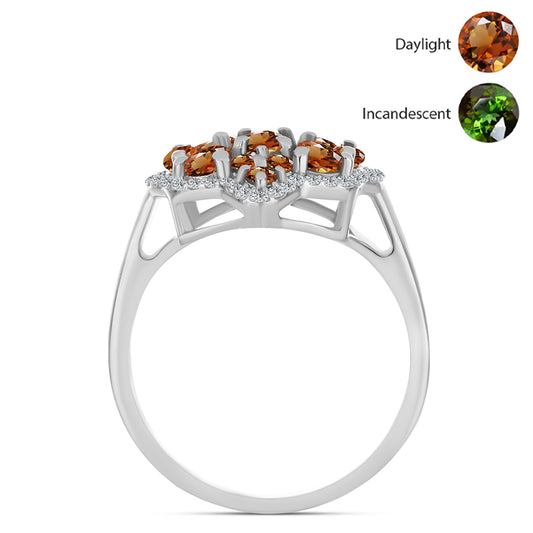 Strieborný Prsteň s Certifikovaný Anatólskym zultanitom pestovaný v laboratóriu a Bielym Topásom