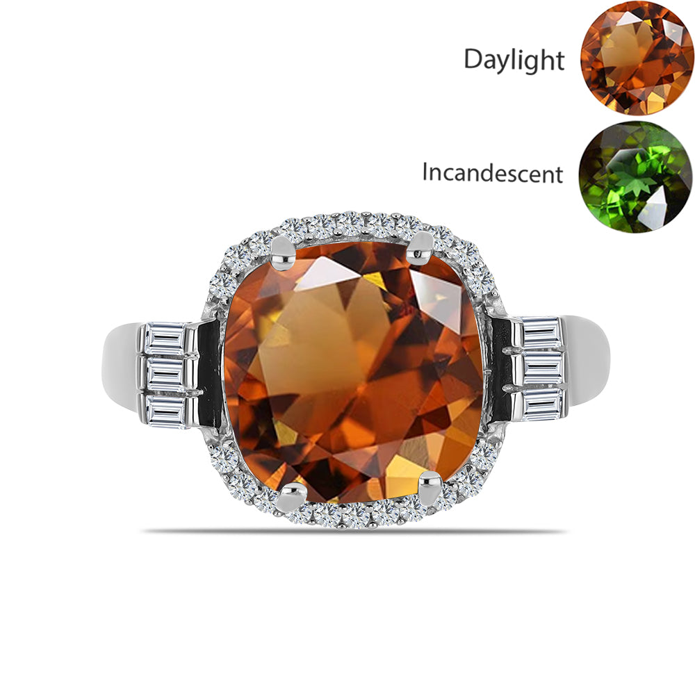 Strieborný Prsteň s Certifikovaný Anatólskym zultanitom pestovaný v laboratóriu a Bielym Zirkónom 1 