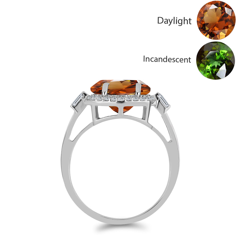 Strieborný Prsteň s Certifikovaný Anatólskym zultanitom pestovaný v laboratóriu a Bielym Zirkónom 2 