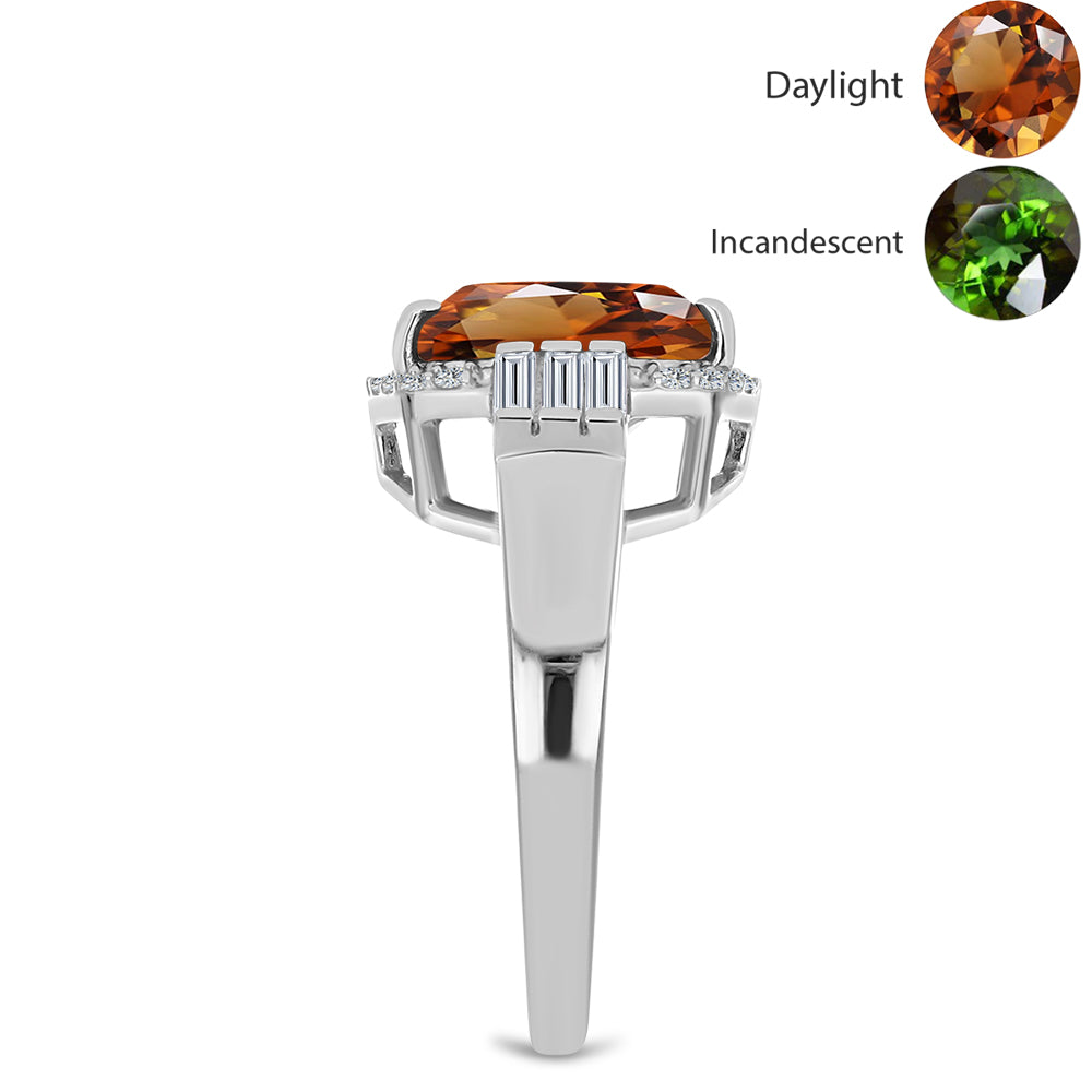 Strieborný Prsteň s Certifikovaný Anatólskym zultanitom pestovaný v laboratóriu a Bielym Zirkónom