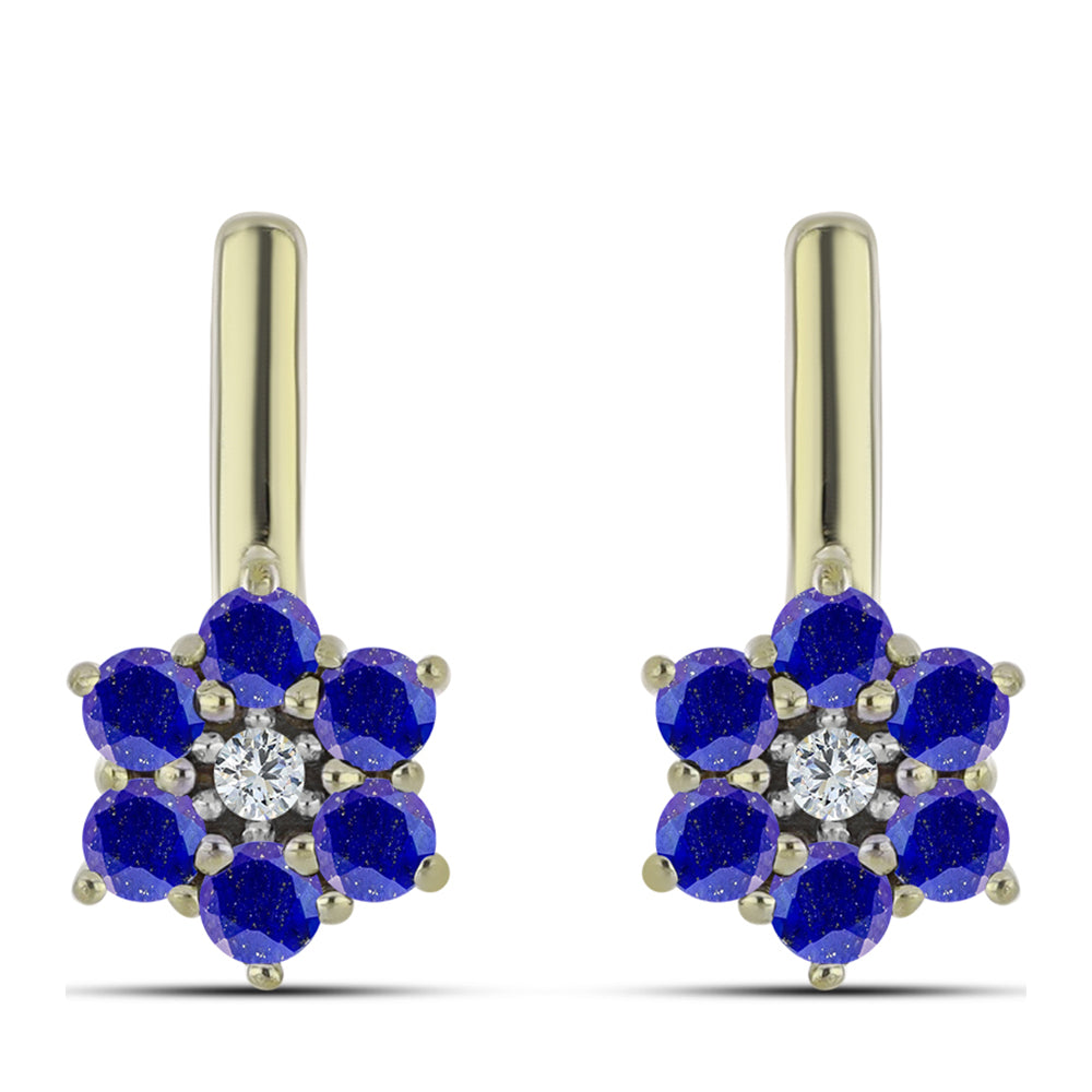 Pozlátené Strieborné Náušnice s Lapisom Lazuli a Bielym Topásom