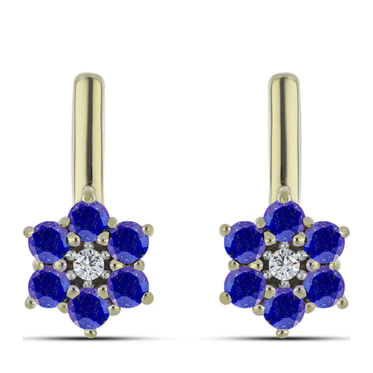 Pozlátené Strieborné Náušnice s Lapisom Lazuli a Bielym Topásom