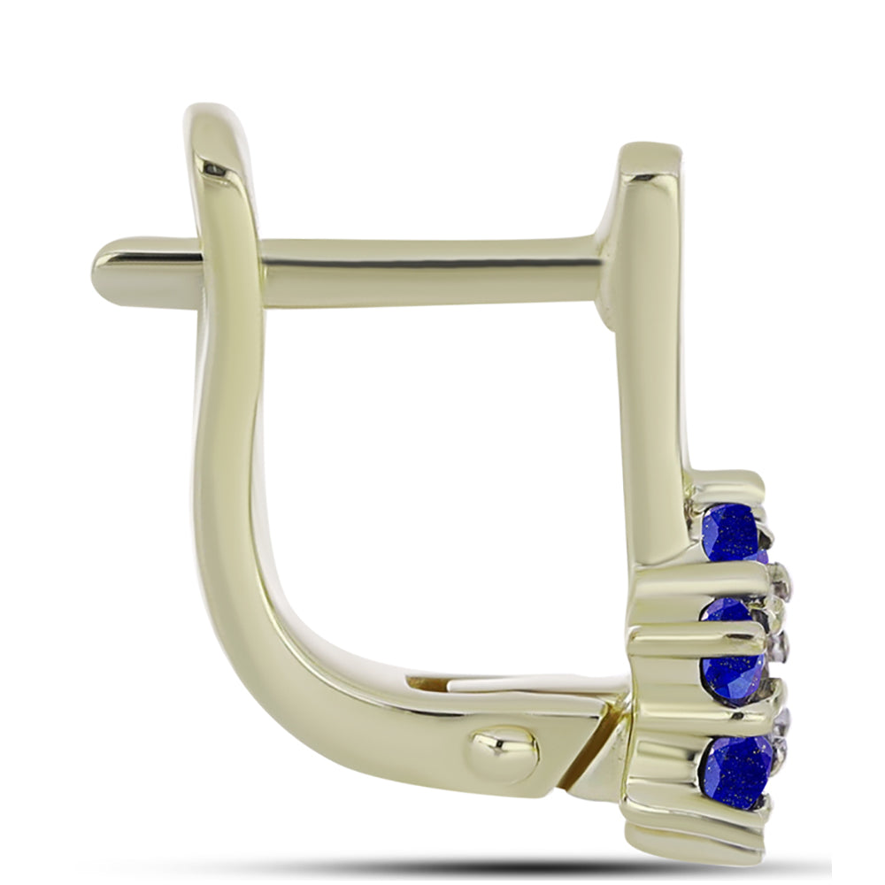 Pozlátené Strieborné Náušnice s Lapisom Lazuli a Bielym Topásom 2 
