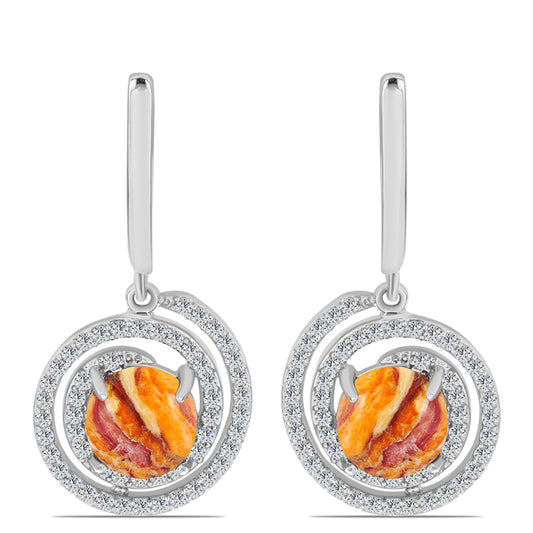 Strieborné Náušnice s Jaspisom Leví Tlapa a Bielym Topásom