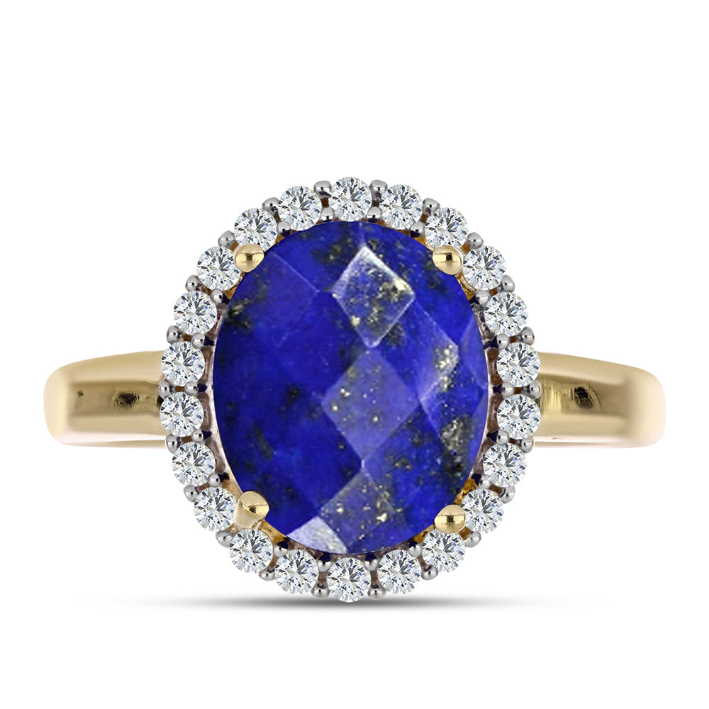 Pozlátený Strieborný Prsteň s Lapisom Lazuli a Bielym Topásom 1 