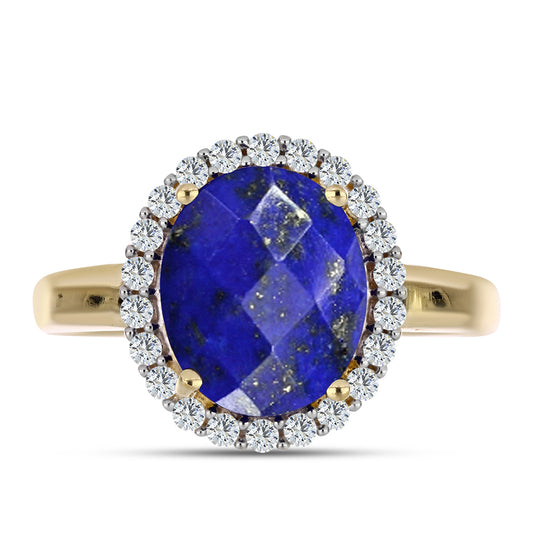 Pozlátený Strieborný Prsteň s Lapisom Lazuli a Bielym Topásom