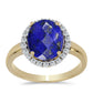 Pozlátený Strieborný Prsteň s Lapisom Lazuli a Bielym Topásom