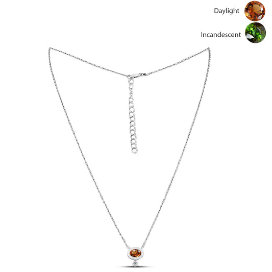 Strieborný Náhrdelník s Certifikovaný Anatólskym zultanitom pestovaný v laboratóriu a Bielym Topásom