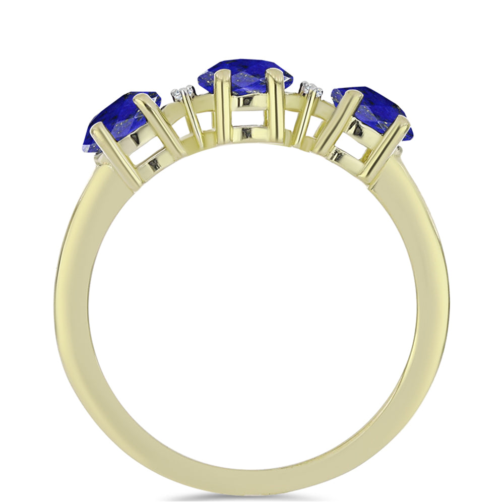 Pozlátený Strieborný Prsteň s Lapisom Lazuli a Bielym Topásom 3 