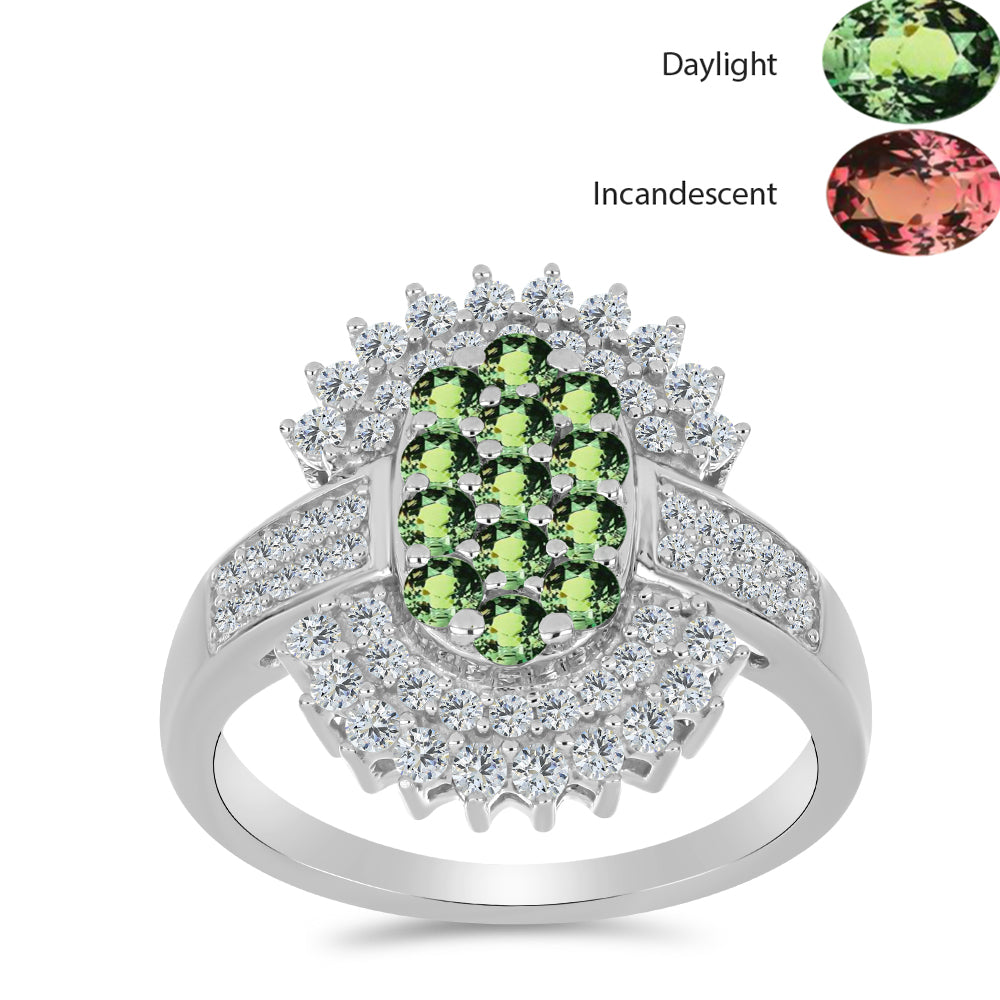 Strieborný Prsteň s Prírodným Alexsandritom a Bielym Topásom 3 