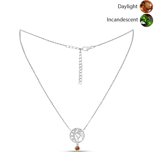 Strieborný Náhrdelník s Certifikovaný Anatólskym zultanitom pestovaný v laboratóriu a Bielym Topásom