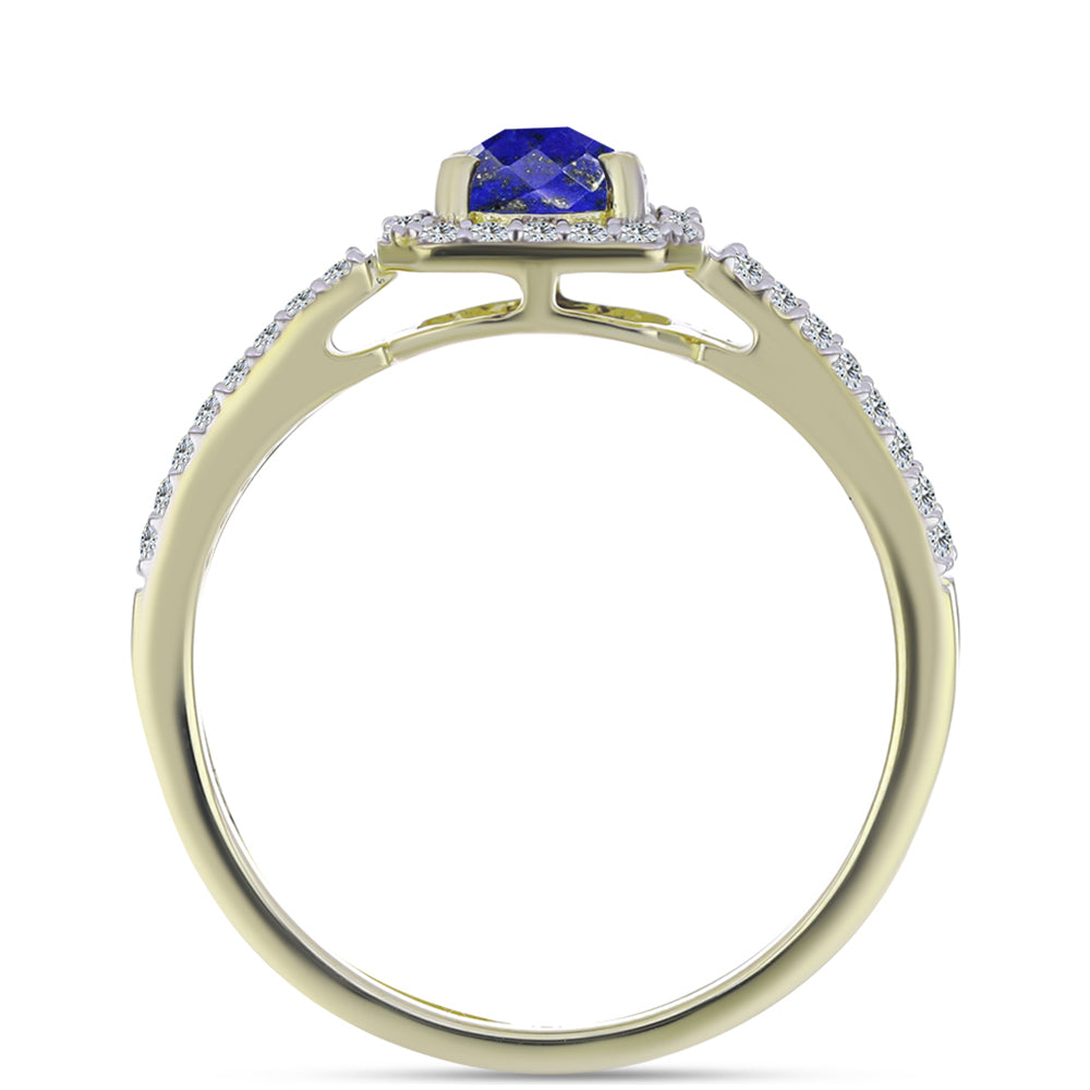 Pozlátený Strieborný Prsteň s Lapisom Lazuli a Bielym Topásom 3 