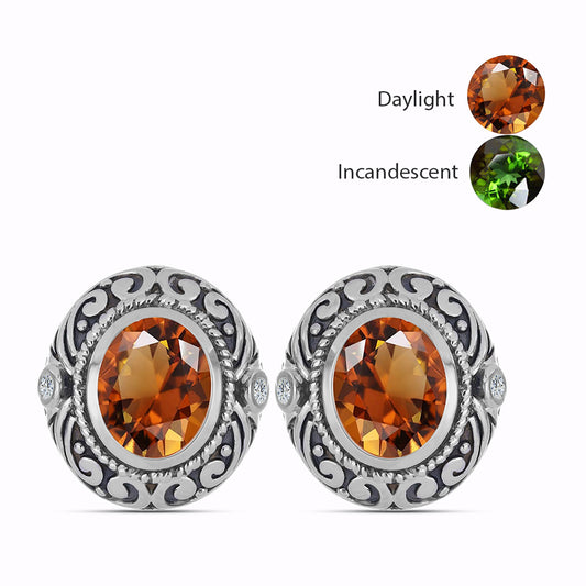 Strieborné Náušnice s Certifikovaný Anatólskym zultanitom pestovaný v laboratóriu a Bielym Topásom