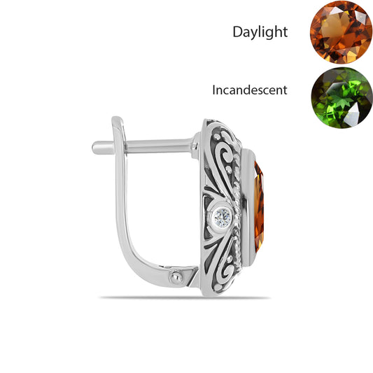 Strieborné Náušnice s Certifikovaný Anatólskym zultanitom pestovaný v laboratóriu a Bielym Topásom