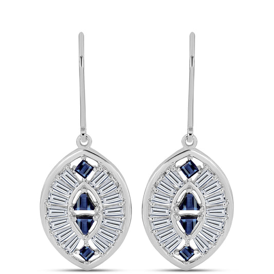 Strieborné Náušnice s "Cisársky fialový" moissanitom a Bielym Zirkónom