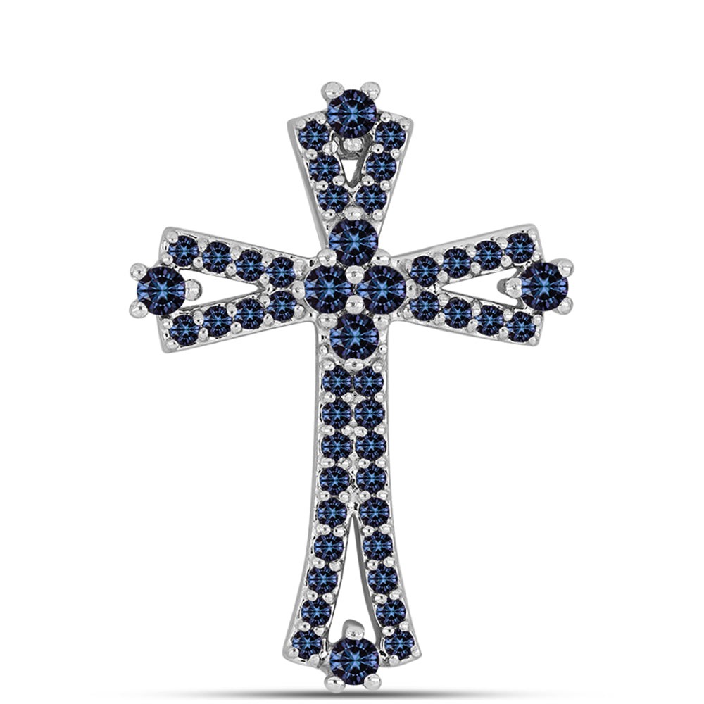 Kríž Strieborný Prívesok s "Cisársky fialový" moissanitom