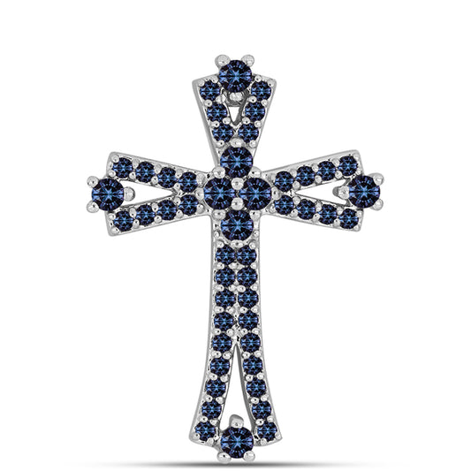 Kríž Strieborný Prívesok s "Cisársky fialový" moissanitom