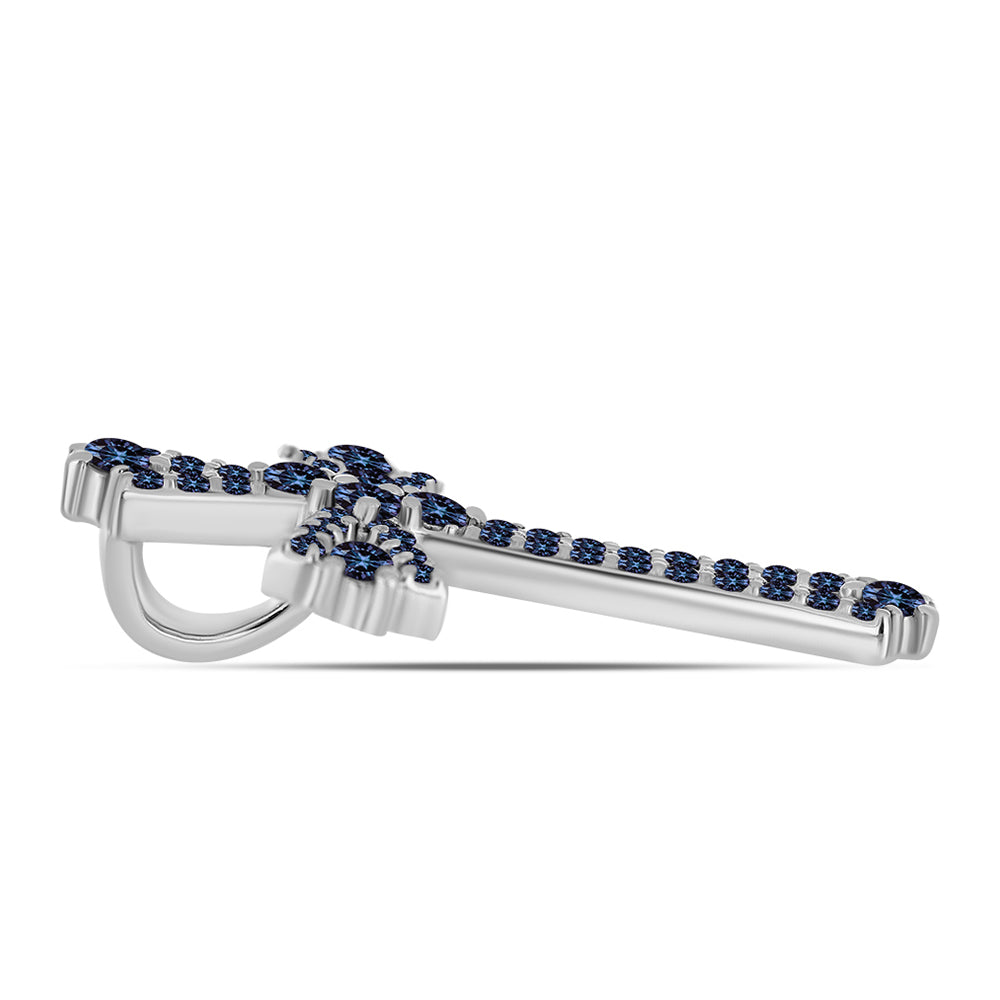 Kríž Strieborný Prívesok s "Cisársky fialový" moissanitom 2 