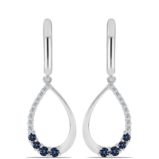 Strieborné Náušnice s "Cisársky fialový" moissanitom a Bielym Topásom