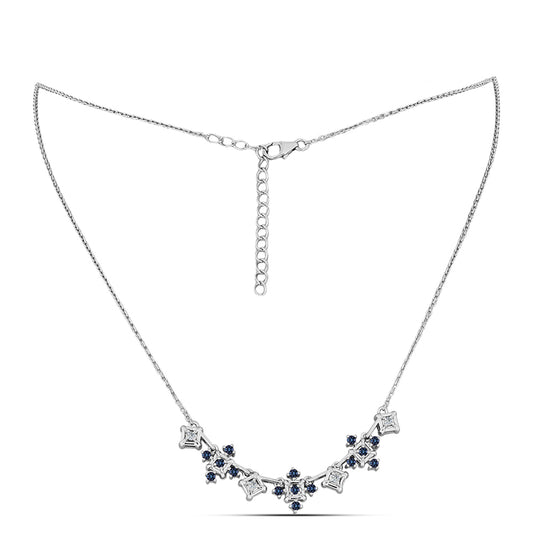 Strieborný Náhrdelník s "Cisársky fialový" moissanitom a Bielym Topásom
