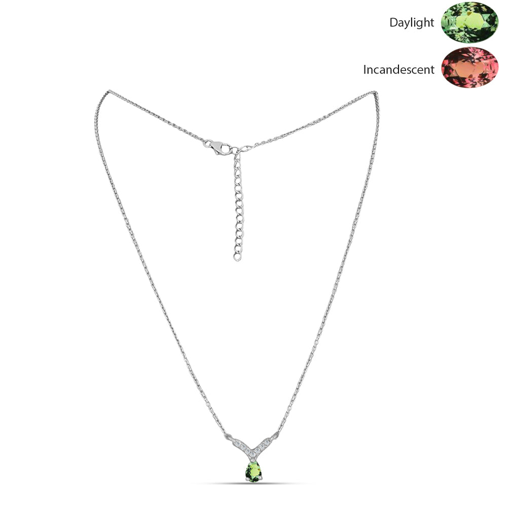 Strieborný Náhrdelník s Prírodným Alexsandritom a Bielym Topásom 1 