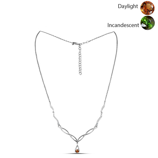 Strieborný Náhrdelník s Certifikovaný Anatólskym zultanitom pestovaný v laboratóriu a Bielym Topásom