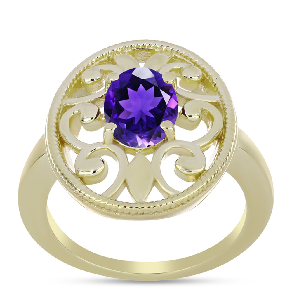 Pozlátený Strieborný Prsteň s Marockým Ametystom 3 