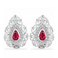Strieborné Náušnice s Madagaskarským Rubínom a Bielym Topásom