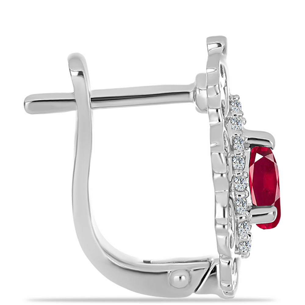 Strieborné Náušnice s Madagaskarským Rubínom a Bielym Topásom 2 