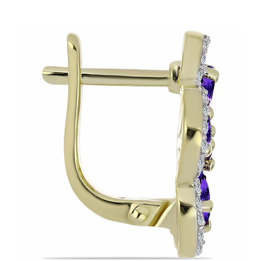 Pozlátené Strieborné Náušnice s Marockým Ametystom a Bielym Topásom