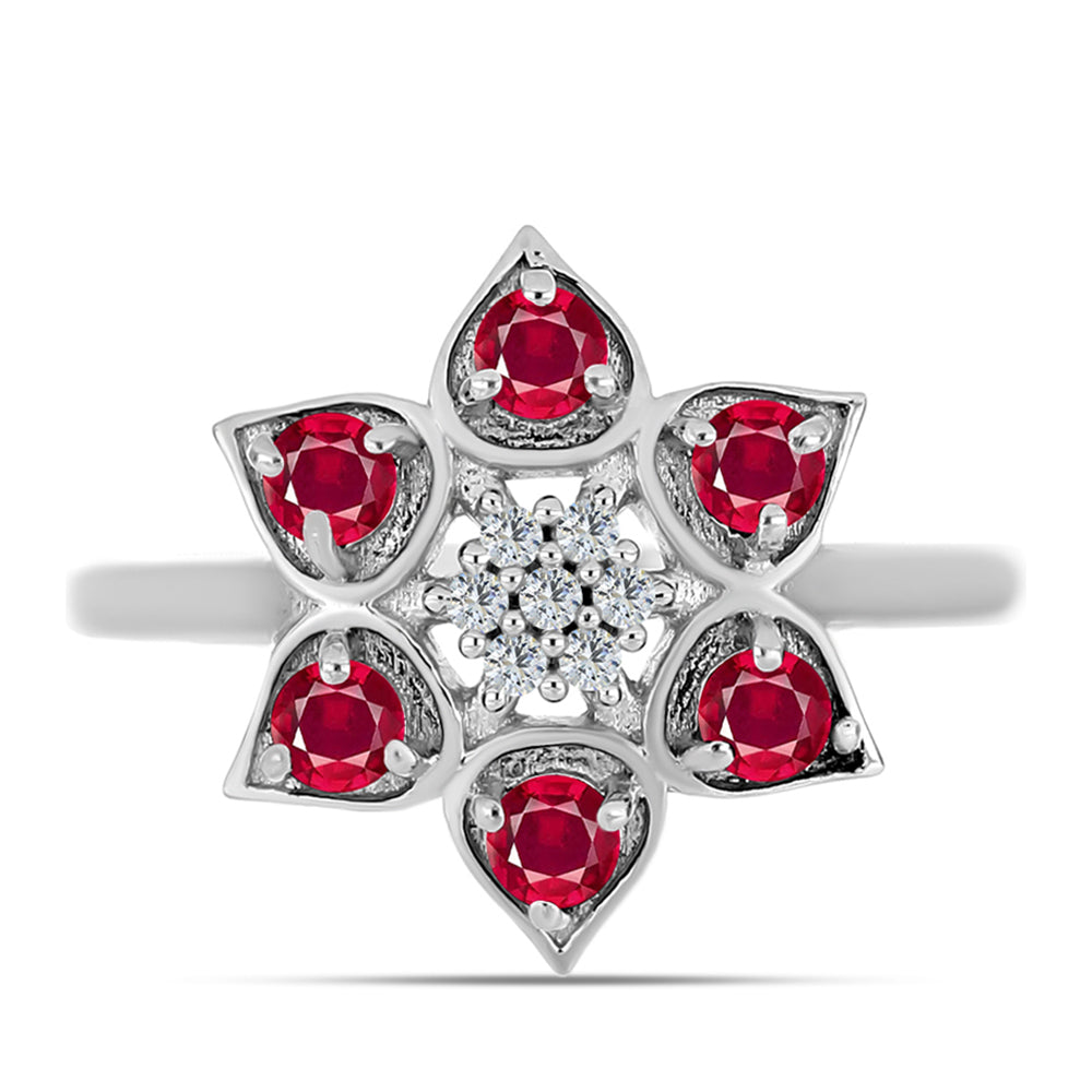 Strieborný Prsteň s Madagaskarským Rubínom a Bielym Topásom 1 