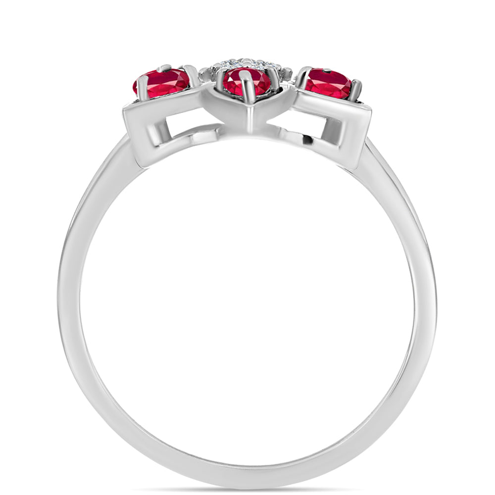 Strieborný Prsteň s Madagaskarským Rubínom a Bielym Topásom 2 