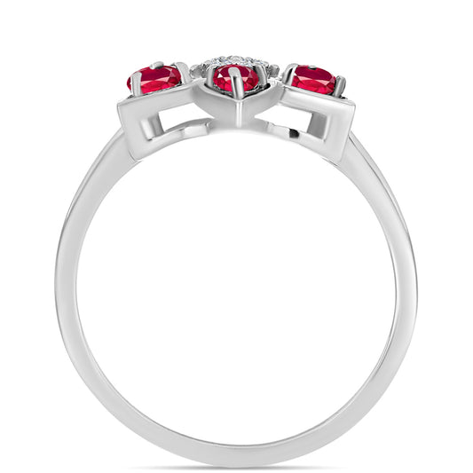 Strieborný Prsteň s Madagaskarským Rubínom a Bielym Topásom