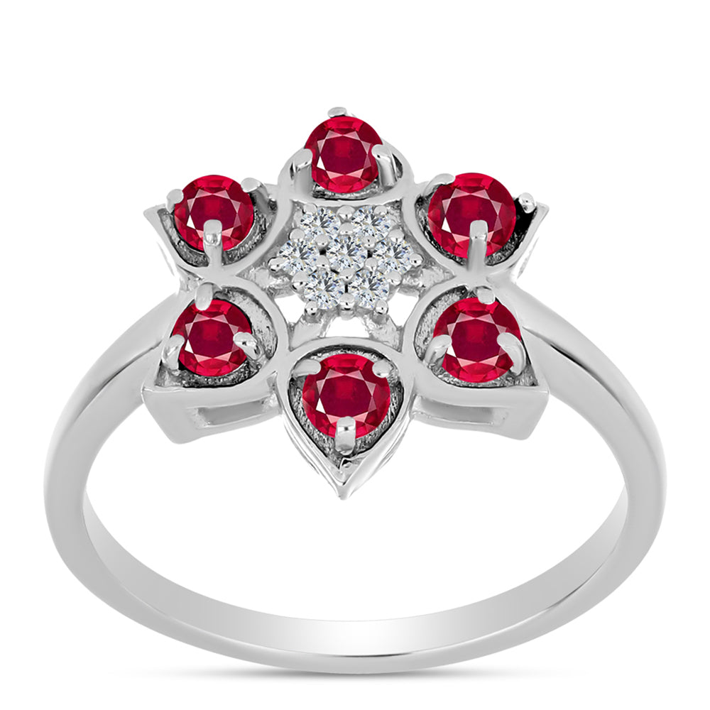 Strieborný Prsteň s Madagaskarským Rubínom a Bielym Topásom 3 