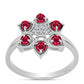 Strieborný Prsteň s Madagaskarským Rubínom a Bielym Topásom