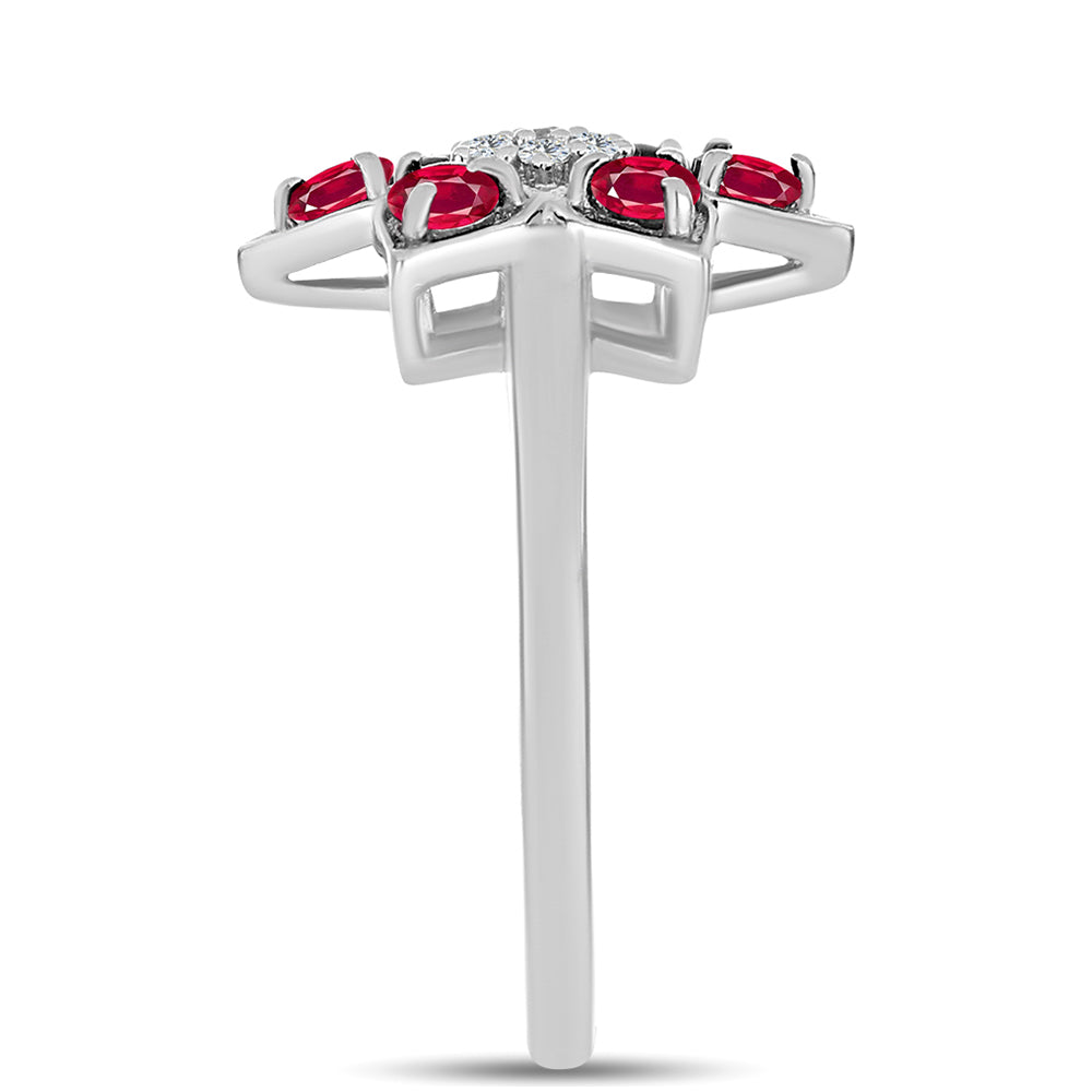 Strieborný Prsteň s Madagaskarským Rubínom a Bielym Topásom 4 