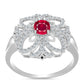Strieborný Prsteň s Madagaskarským Rubínom a Bielym Topásom