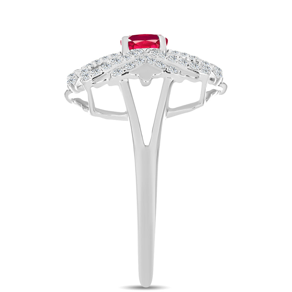 Strieborný Prsteň s Madagaskarským Rubínom a Bielym Topásom 4 