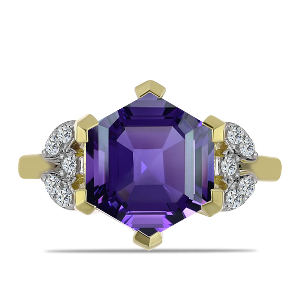 Pozlátený Strieborný Prsteň s Marockým Ametystom a Bielym Topásom 1 