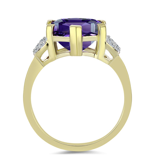 Pozlátený Strieborný Prsteň s Marockým Ametystom a Bielym Topásom