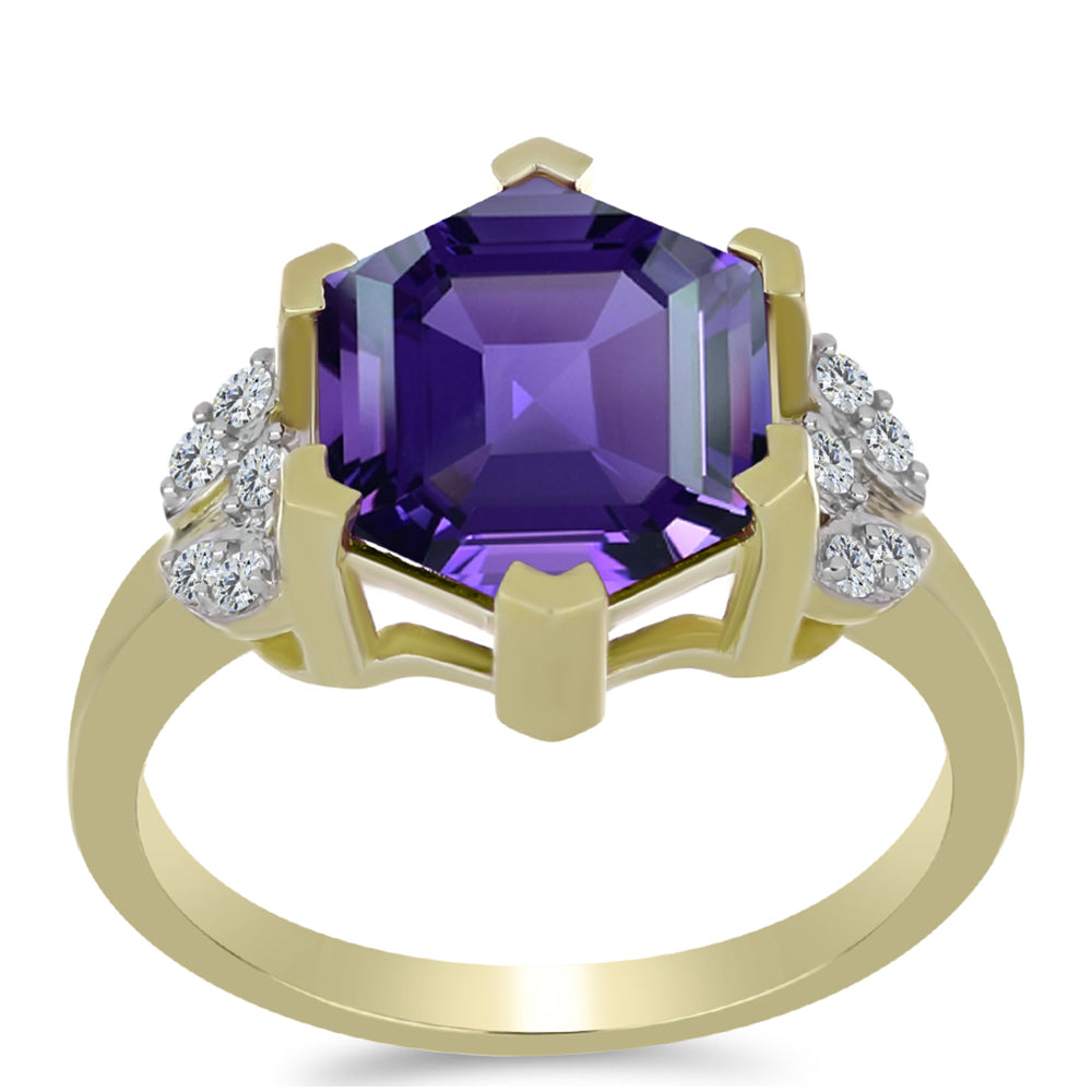 Pozlátený Strieborný Prsteň s Marockým Ametystom a Bielym Topásom 3 